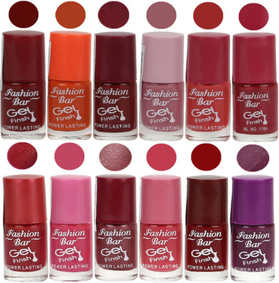 

Fashion Bar Maroon,Orange,Shimmer Maroon,Light Purple,Pink,Gajri,H Red,Light Pink,Shimmer Light Purple,Pink,Brick Red,Purple Nail polish Maroon,Orange,Shimmer Maroon,Light Purple,Pink,Gajri,H Red,Light Pink,Shimmer Light Purple,Pink,Brick Red,Purple(Pack 