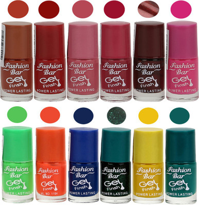 

Fashion Bar Brown,Red,Pink,Deep Pink,Dark Brown,Rani Pink,Light Green,Neon Orange,Blue,Glitter Green,Yellow,Green Nail polish Brown,Red,Pink,Deep Pink,Dark Brown,Rani Pink,Light Green,Neon Orange,Blue,Glitter Green,Yellow,Green(Pack of 12)