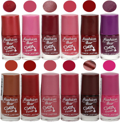 

Fashion Bar Shimmer Red,Light Pink,Shimmer Light Purple,Pink,Brick Red,Purple,Brown,Red,Pink,Deep Pink,Dark Brown,Rani Pink Nail polish Shimmer Red,Light Pink,Shimmer Light Purple,Pink,Brick Red,Purple,Brown,Red,Pink,Deep Pink,Dark Brown,Rani Pink(Pack of