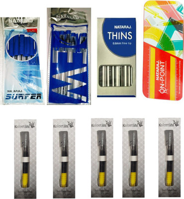 

NATARAJ DEW PEN + NATARAJ SURFER PEN + NATARAJ THINS PEN + NATARAJ ON POINT GEOMETRY BOX + KOLOSTAHL PEN Ball Pen(Pack of 9)