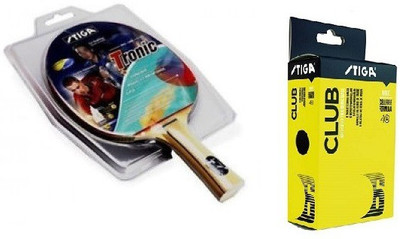 

Stiga Combo of Two , One 'Tronic' Table Tennis Racquet and One 'Club 40 '+ Ping Pong Ball box- Multicolor Table Tennis Racquet(G4, 80 g)