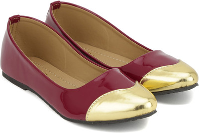 

Gnist Gnist Cherry-Gold metallic Toe Ballerina For Women(Maroon, Gold
