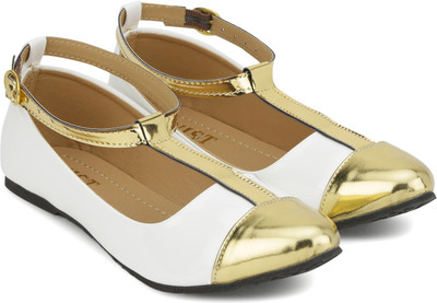 

Gnist Gnist White-Gold Ankle Strap Ballerina For Women(White, Gold