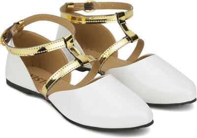 

Gnist Gnist White-Gold Strapy Ballerina For Women(White, Gold