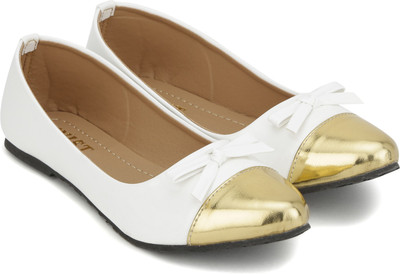 

Gnist Gnist White-Gold Cup Toe Ballerina For Women(White, Gold