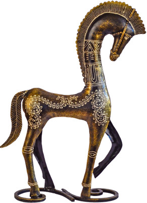 

VedasExports Ash Dancing Horse Big Decorative Showpiece - 42.4 cm(Iron, Gold)