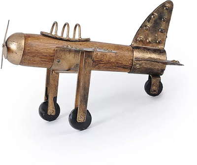 

starstell Starstell Wood and Metal Vintage Airplane Decorative Art Statue Showpiece Decorative Showpiece - 18 cm(Iron, Gold)