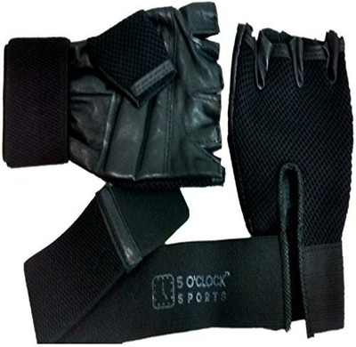 

5 O'Clock Sports Gym Gloves With Wrist Support - Black - Free Size Gym & Fitness Gloves (Free Size, Black)