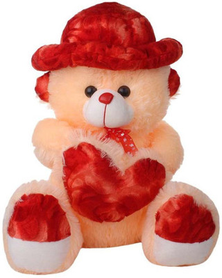 

ATTRACTIVE Cream Seating Teddy Bear with Cap & Heart 2.5 Feet - 75 cm(Beige)
