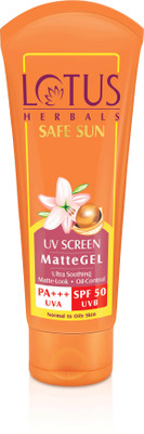 

Lotus Herbals UV Screen PA+++ UVA SPF 50 UVB Matte Gel 100gm ( Pack of 3) - SPF 50 PA+++(100 g)