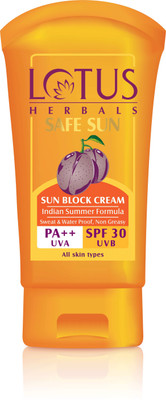 

Lotus Herbals Safe Sun Block Cream - SPF 30 PA++(100 g)