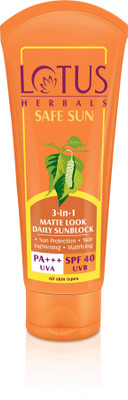 

Lotus Herbals Safe Sun 3-In-1 Matte Look Daily Sunblock - SPF 40 PA+++(50 g)