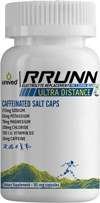 

Unived RRUNN Caffeinated Electrolyte Salt Caps, Electrolyte Replacement with Caffeine, 30 Vegan Capsules(30 g)