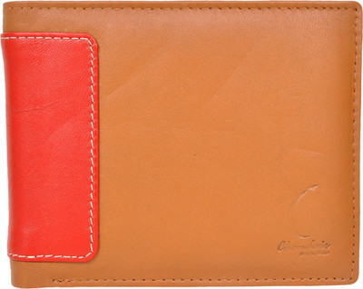 

Chandair Men Brown Genuine Leather Wallet(6 Card Slots), Tan with red patch