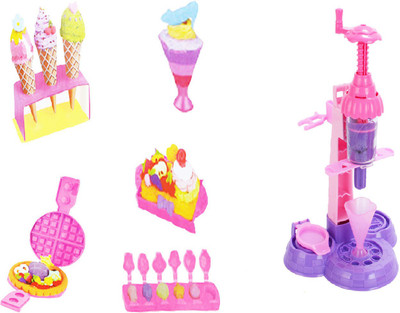 Emob Amazing Ice Cream Waffle Maker Clay Modelling Machine Fun Play Set Toy For Kids