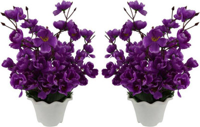 

paradise para-flt-589 Purple Magnolia Artificial Flower with Pot(40 inch, Pack of 2)