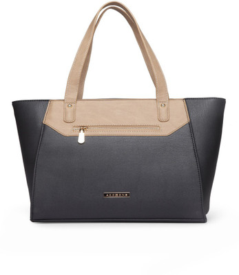 

Addons Front Zip panelled tote Shoulder Bag(Black, 5 L)
