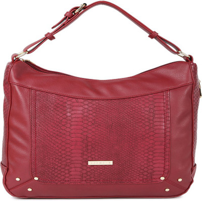 

Addons Albina Snake textured hobo Shoulder Bag(Maroon, 5 L)