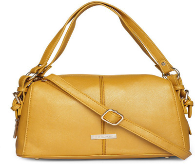 

Addons Buckle Detailed Double Strap Duffle Shoulder Bag(Yellow, 5 L)