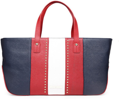 

Addons Colour Blocking riveted tote Shoulder Bag(Dark Blue, 5 L)