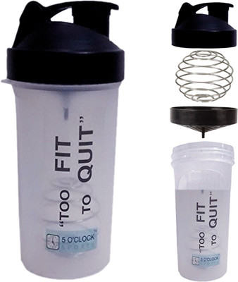 

5 O'Clock Sports Fat Boy Shaker Bottle - 600 ml- Sleek and Convenient Design 600 ml Shaker(Pack of 1, Black)