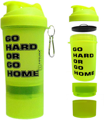 

5 O'Clock Sports Elephant Shaker Water Bottle - 800 ML- Three Compartment - One For Liquid, Second for Dry Powder and Third For Extras 800 ml Shaker(Pack of 1, Green)