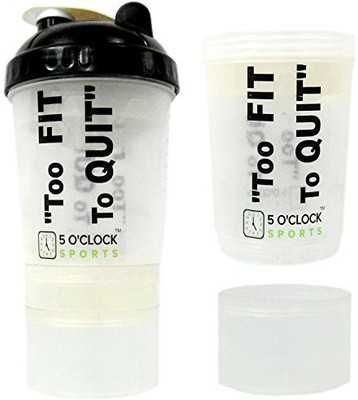 

5 O'Clock Sports Yoyo Shaker Water Bottle - 700ML- Big Compartment For Dry Stuff 700 ml Shaker(Pack of 1, Black)