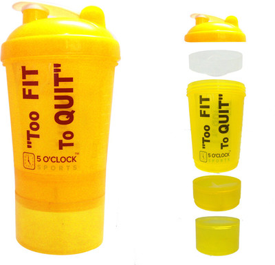 

5 O'Clock Sports Yoyo Shaker Water Bottle - 700ML- Big Compartment For Dry Stuff 700 ml Shaker(Pack of 1, Yellow)