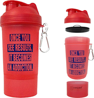 

5 O'Clock Sports Tiger Shaker Water Bottle - 600 ML - Single Unit - For Gym & Protein Shakes 600 ml Shaker(Pack of 1, Red)