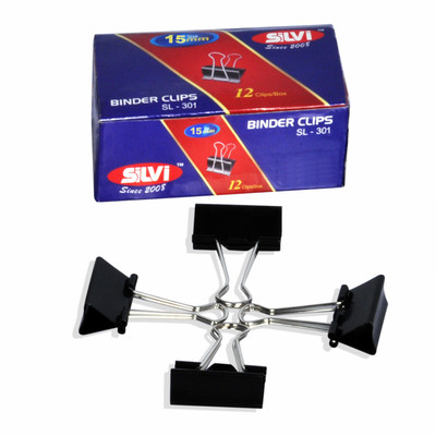 

silvi Sb 15mm steel Silvi Branded Paper Binder Clip 15mm (Set of 6Dozen)(Set of 72, Black)