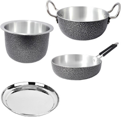 

bartan hub cookware set 4 Cookware Set(Aluminium, Stainless Steel, 4 - Piece), Black