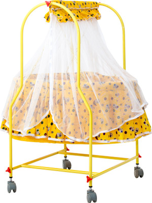 

Furncoms 1050 Hanging Baby Cradle Bed with Mosquito Net Jhula Thottil, Yellow(Yellow)
