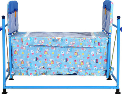 

Furncoms 1035 Hanging Baby Cradle Bed with Mosquito Net Jhula Thottil, Blue(Blue)