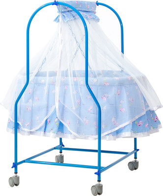 

Furncoms 1050 Hanging Baby Cradle Bed with Mosquito Net Jhula Thottil, Blue(Blue)