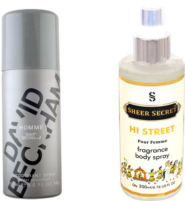 

David Beckham HOMME::SHEER SECRET HI STREET WOMEN Deodorant Spray - For Men & Women(350 ml, Pack of 2)