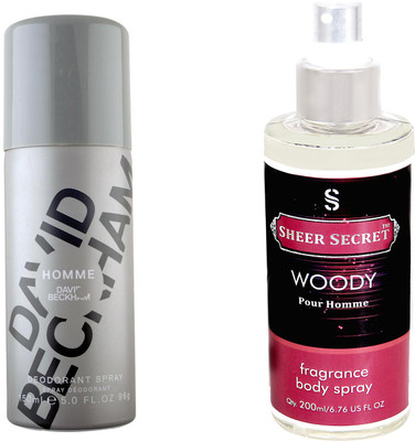 

David Beckham HOMME::SHEER SECRET WOODY Deodorant Spray - For Men(350 ml, Pack of 2)