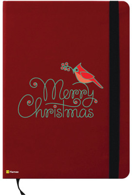Hamee A6 Notebook(A6 Notebook Red Leather Christmas X-Mas Theme Christmas Wishes, Red)