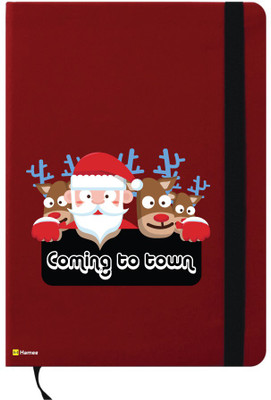 

Hamee A6 Notebook(A6 Notebook Red Leather Christmas X-Mas Theme Santa is Coming, Red)