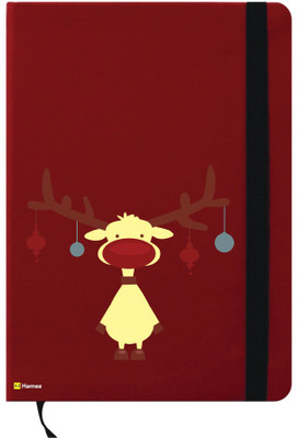 

Hamee A6 Notebook(A6 Notebook Red Leather Christmas X-Mas Theme Rain Deer, Red)