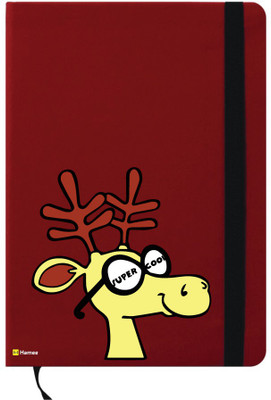 

Hamee A6 Notebook(A6 Notebook Red Leather Christmas X-Mas Theme Supercool Raindeer, Red)