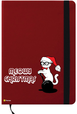

Hamee A6 Notebook(A6 Notebook Red Leather Christmas X-Mas Theme Meowy Christmas, Red)