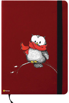 

Hamee A6 Notebook(A6 Notebook Red Leather Christmas X-Mas Theme Winter Owl, Red)