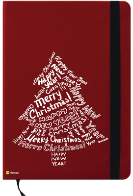 Hamee A6 Notebook(A6 Notebook Red Leather Christmas X-Mas Theme Christmas Tree, Red)