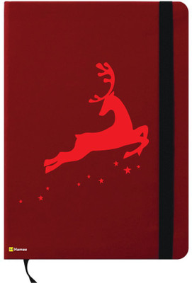 

Hamee A6 Notebook(A6 Notebook Red Leather Christmas X-Mas Theme Red Deer Jumps, Red)