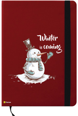 

Hamee A6 Notebook(A6 Notebook Red Leather Christmas X-Mas Theme Winter is Coming Snowman, Red)
