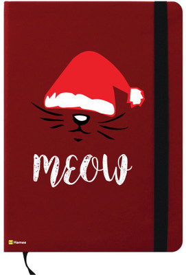 

Hamee A6 Notebook(A6 Notebook Red Leather Christmas X-Mas Theme Cat Loves Christmas, Red)