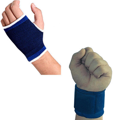 

One Point Collections Elastic Palm And Wrist Support for Gym Jogging Exercise Muscle Pain Health (Free Size, Blue) Unisex (Pack Of 2) Fitness Band(Blue, Pack of 2)