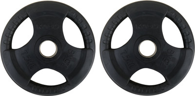 

Kobo 7.5 Kg (51 mm) Olympic Fitness Premium Rubber Coated Integrated Metal Grip Sold in Pairs (7.5 Kg x 2 = 15 Kg) (Imported) Black Weight Plate(15 kg)