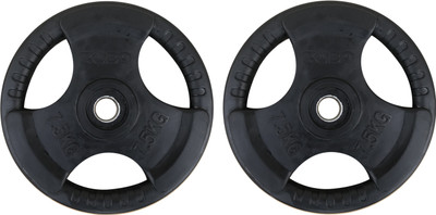 

Kobo 7.5 Kg (31 mm) Fitness Premium Quality Rubber Coated & Integrated Metal Grip - Sold in Pairs (7.5 Kg x 2 = 15 Kg)(Imported) Black Weight Plate(15 kg)