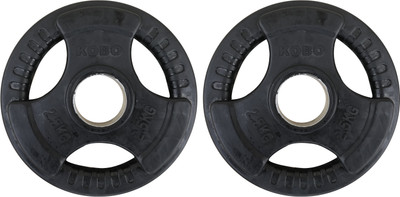 

Kobo 2.5 Kg (51 mm) Olympic Fitness Premium Rubber Coated Integrated Metal Grip Sold in Pairs (2.5 Kg x 2 = 5 Kg) (Imported) Black Weight Plate(5 kg)